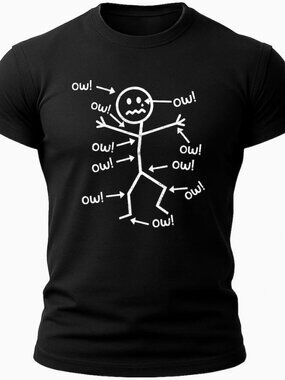 Funny Stick Figure Ow Unisex T-Shirt – Sarcastic Humor Graphic Tee